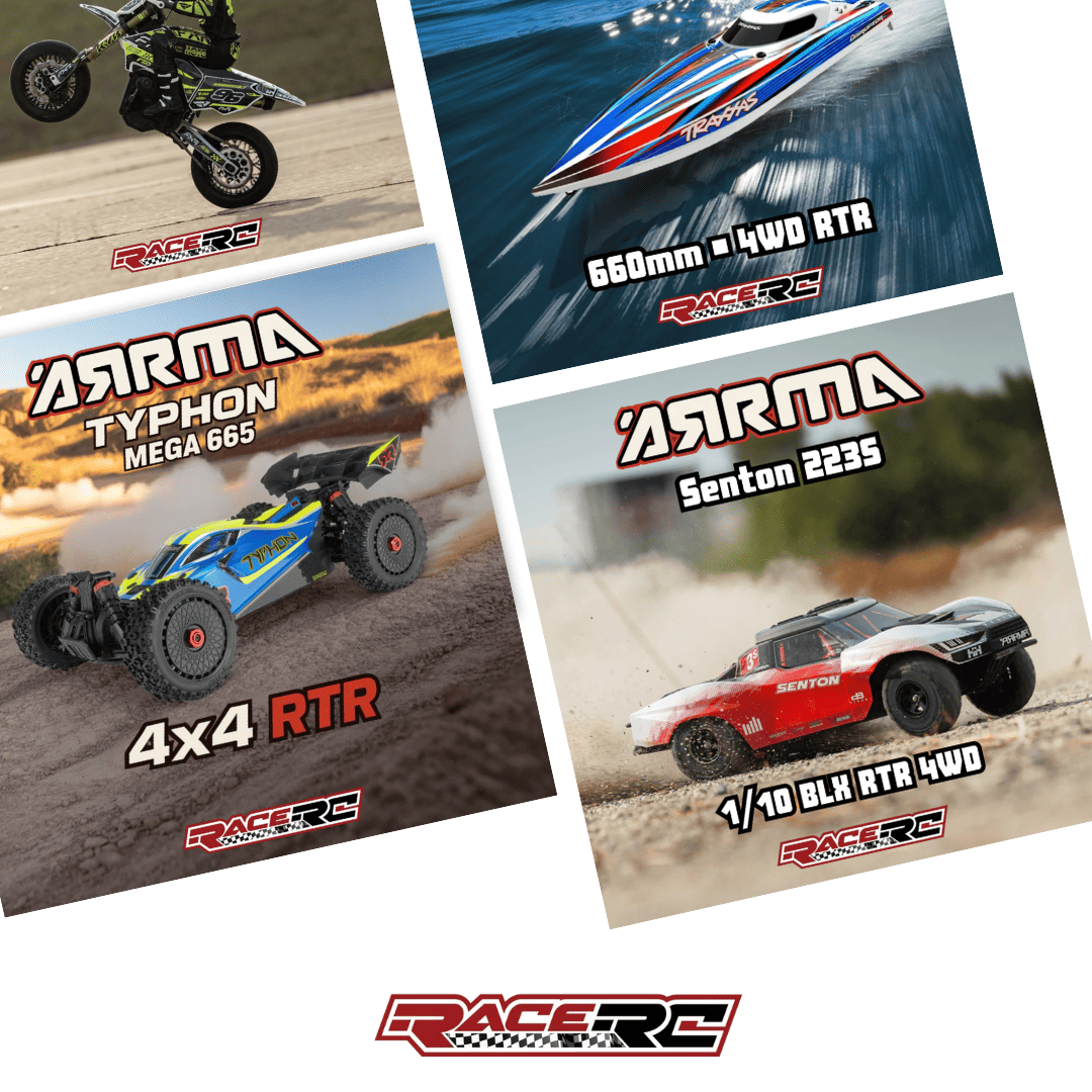RaceRC remote control vehicles including motorcycles, boats and cars